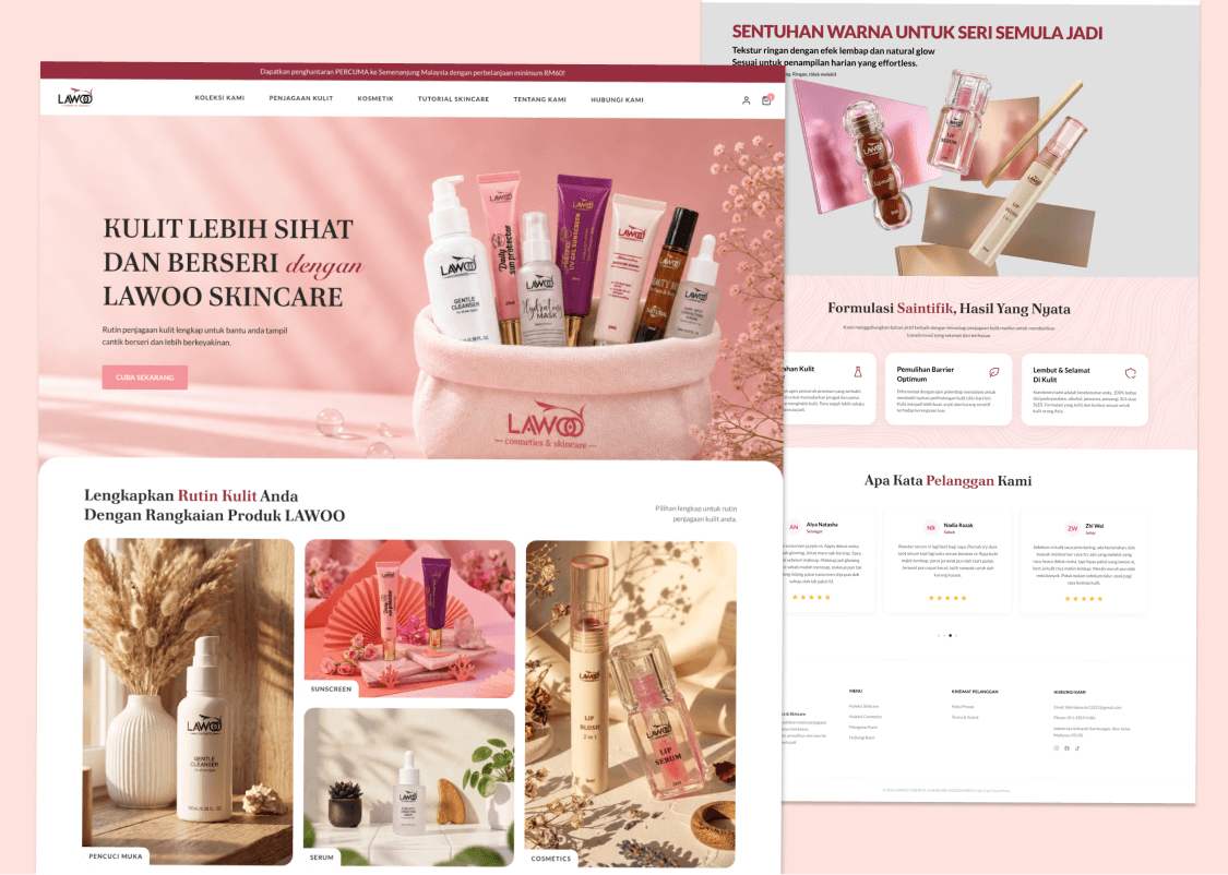 Lawoo Cosmetics & Skincare interface preview
